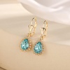 image:imageAustrian Crystal Halo Teardrop Dangle Earrings for Women  14K gold plated brasssecure leverbacksmall teardrop crystalgift boxAquamarine