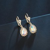 image:imageAustrian Crystal Halo Teardrop Dangle Earrings for Women  14K gold plated brasssecure leverbacksmall teardrop crystalgift boxAurora Borealis