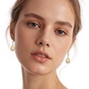 image:imageAustrian Crystal Halo Teardrop Dangle Earrings for Women  14K gold plated brasssecure leverbacksmall teardrop crystalgift boxAurora Borealis