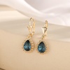 image:imageAustrian Crystal Halo Teardrop Dangle Earrings for Women  14K gold plated brasssecure leverbacksmall teardrop crystalgift boxDenim Blue