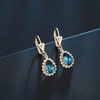 image:imageAustrian Crystal Halo Teardrop Dangle Earrings for Women  14K gold plated brasssecure leverbacksmall teardrop crystalgift boxDenim Blue