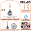 image:imageAustrian Crystal Halo Teardrop Dangle Earrings for Women  14K gold plated brasssecure leverbacksmall teardrop crystalgift boxDenim Blue