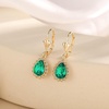 image:imageAustrian Crystal Halo Teardrop Dangle Earrings for Women  14K gold plated brasssecure leverbacksmall teardrop crystalgift boxEmerald