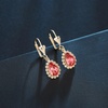 image:imageAustrian Crystal Halo Teardrop Dangle Earrings for Women  14K gold plated brasssecure leverbacksmall teardrop crystalgift boxPadparadscha