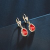 image:imageAustrian Crystal Halo Teardrop Dangle Earrings for Women  14K gold plated brasssecure leverbacksmall teardrop crystalgift boxRuby