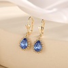 image:imageAustrian Crystal Halo Teardrop Dangle Earrings for Women  14K gold plated brasssecure leverbacksmall teardrop crystalgift boxSapphire