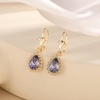 image:imageAustrian Crystal Halo Teardrop Dangle Earrings for Women  14K gold plated brasssecure leverbacksmall teardrop crystalgift boxTanzanite