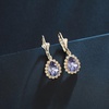 image:imageAustrian Crystal Halo Teardrop Dangle Earrings for Women  14K gold plated brasssecure leverbacksmall teardrop crystalgift boxTanzanite