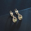 image:imageAustrian Crystal Halo Teardrop Dangle Earrings for Women  14K gold plated brasssecure leverbacksmall teardrop crystalgift boxVitrail Medium