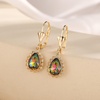 image:imageAustrian Crystal Halo Teardrop Dangle Earrings for Women  14K gold plated brasssecure leverbacksmall teardrop crystalgift boxVitrail Medium