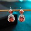 image:imageAustrian Crystal Halo Teardrop Dangle Stud Earrings for Women  teardrop austrian crystal14K white gold plated brassgift boxsparkle CZwedding prom earringsRed