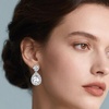 image:imageAustrian Crystal Halo Teardrop Dangle Stud Earrings for Women  teardrop austrian crystal14K white gold plated brassgift boxsparkle CZwedding prom earringsClear White