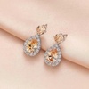 image:imageAustrian Crystal Halo Teardrop Dangle Stud Earrings for Women  teardrop austrian crystal14K white gold plated brassgift boxsparkle CZwedding prom earringsLight Topaz