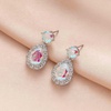 image:imageAustrian Crystal Halo Teardrop Dangle Stud Earrings for Women  teardrop austrian crystal14K white gold plated brassgift boxsparkle CZwedding prom earringsAurora Borealis