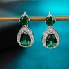 image:imageAustrian Crystal Halo Teardrop Dangle Stud Earrings for Women  teardrop austrian crystal14K white gold plated brassgift boxsparkle CZwedding prom earringsGreen