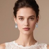 image:imageAustrian Crystal Halo Teardrop Dangle Stud Earrings for Women  teardrop austrian crystal14K white gold plated brassgift boxsparkle CZwedding prom earringsClear White