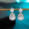 image:imageAustrian Crystal Halo Teardrop Dangle Stud Earrings for Women  teardrop austrian crystal14K white gold plated brassgift boxsparkle CZwedding prom earringsClear White