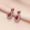 image:imageAustrian Crystal Halo Teardrop Dangle Stud Earrings for Women  teardrop austrian crystal14K white gold plated brassgift boxsparkle CZwedding prom earringsRed