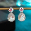 image:imageAustrian Crystal Halo Teardrop Dangle Stud Earrings for Women  teardrop austrian crystal14K white gold plated brassgift boxsparkle CZwedding prom earringsAurora Borealis