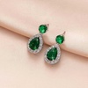 image:imageAustrian Crystal Halo Teardrop Dangle Stud Earrings for Women  teardrop austrian crystal14K white gold plated brassgift boxsparkle CZwedding prom earringsGreen
