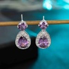 image:imageAustrian Crystal Halo Teardrop Dangle Stud Earrings for Women  teardrop austrian crystal14K white gold plated brassgift boxsparkle CZwedding prom earringsTanzanite