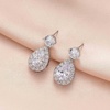 image:imageAustrian Crystal Halo Teardrop Dangle Stud Earrings for Women  teardrop austrian crystal14K white gold plated brassgift boxsparkle CZwedding prom earringsClear White