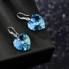 image:imageAustrian Crystal Heart Dangle Hook Earrings for Women  14K white gold plated brassgift boxValentines Day giftBermuda Blue