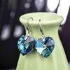 image:imageAustrian Crystal Heart Dangle Hook Earrings for Women  14K white gold plated brassgift boxValentines Day giftBermuda Blue