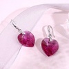 image:imageAustrian Crystal Heart Dangle Hook Earrings for Women  14K white gold plated brassgift boxValentines Day giftFuchsia