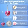 image:imageAustrian Crystal Heart Dangle Hook Earrings for Women  14K white gold plated brassgift boxValentines Day giftFuchsia