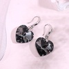 image:imageAustrian Crystal Heart Dangle Hook Earrings for Women  14K white gold plated brassgift boxValentines Day giftGreyBlack