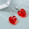 image:imageAustrian Crystal Heart Dangle Hook Earrings for Women  14K white gold plated brassgift boxValentines Day giftRed
