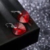 image:imageAustrian Crystal Heart Dangle Hook Earrings for Women  14K white gold plated brassgift boxValentines Day giftRed