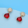 image:imageAustrian Crystal Heart Drop Stud Earrings for Women Fashion 14K Gold Plated Hypoallergenic JewelryRed