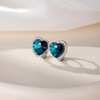 image:imageAustrian Crystal Heart Halo Drop Leverback Earrings for Women 14K White Gold Plated Hypoallergenic Huggie Earring Jewelry GiftBermuda blue
