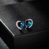 image:imageAustrian Crystal Heart Halo Drop Leverback Earrings for Women 14K White Gold Plated Hypoallergenic Huggie Earring Jewelry GiftBermuda blue