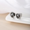 image:imageAustrian Crystal Heart Halo Drop Leverback Earrings for Women 14K White Gold Plated Hypoallergenic Huggie Earring Jewelry GiftBlack