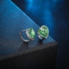 image:imageAustrian Crystal Heart Halo Drop Leverback Earrings for Women 14K White Gold Plated Hypoallergenic Huggie Earring Jewelry GiftFern Green