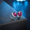image:imageAustrian Crystal Heart Halo Drop Leverback Earrings for Women 14K White Gold Plated Hypoallergenic Huggie Earring Jewelry GiftFuchsia