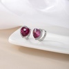 image:imageAustrian Crystal Heart Halo Drop Leverback Earrings for Women 14K White Gold Plated Hypoallergenic Huggie Earring Jewelry GiftFuchsia
