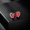 image:imageAustrian Crystal Heart Halo Drop Leverback Earrings for Women 14K White Gold Plated Hypoallergenic Huggie Earring Jewelry GiftRed