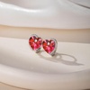 image:imageAustrian Crystal Heart Halo Drop Leverback Earrings for Women 14K White Gold Plated Hypoallergenic Huggie Earring Jewelry GiftRed