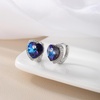 image:imageAustrian Crystal Heart Halo Drop Leverback Earrings for Women 14K White Gold Plated Hypoallergenic Huggie Earring Jewelry GiftViolet