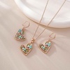 image:imageAustrian Crystal Heart Pendant Necklace Earrings Jewelry Sets for Women  Colorful Crystal14K rose gold plated brassCute heartshaped designgift box162 adjustable chainwomens jewelry setGreen OpalAurora Borealis Crystal