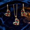 image:imageAustrian Crystal Heart Pendant Necklace Earrings Jewelry Sets for Women  Colorful Crystal14K rose gold plated brassCute heartshaped designgift box162 adjustable chainwomens jewelry setChristmas Glow