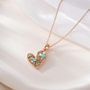 image:imageAustrian Crystal Heart Pendant Necklace Earrings Jewelry Sets for Women  Colorful Crystal14K rose gold plated brassCute heartshaped designgift box162 adjustable chainwomens jewelry setGreen OpalAurora Borealis Crystal