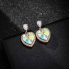 image:imageAustrian Crystal Heart Stud Dangle Earrings for Women  14K gold plated brassbutterfly claspShiny heart crystalhalo earringsgift boxAurora Borealis