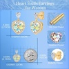 image:imageAustrian Crystal Heart Stud Dangle Earrings for Women  14K gold plated brassbutterfly claspShiny heart crystalhalo earringsgift boxAurora Borealis