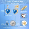 image:imageAustrian Crystal Heart Stud Dangle Earrings for Women  14K gold plated brassbutterfly claspShiny heart crystalhalo earringsgift boxBermuda Blue