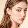 image:imageAustrian Crystal Heart Stud Dangle Earrings for Women  14K gold plated brassbutterfly claspShiny heart crystalhalo earringsgift boxBlack